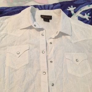 White Longsleeve Western Embroidered Shirt